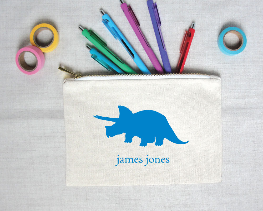 personalized dinosaur silhouette pencil pouch