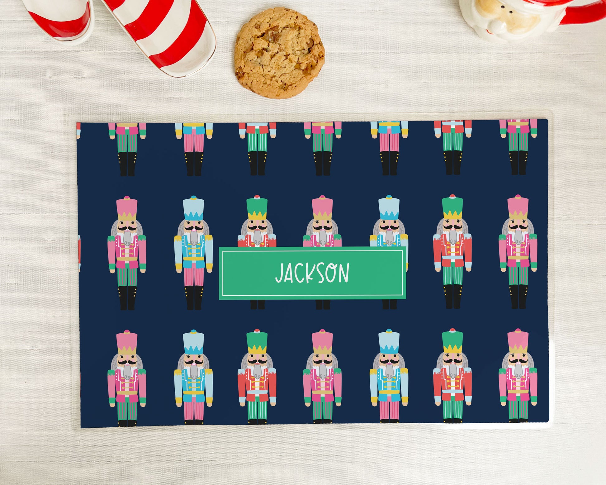 preppy nutcracker pattern, personalized christmas placemat, placemat for kids, meredith collie paper