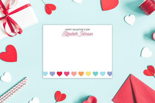Rainbow Hearts Personalized Valentine's Day Stationery