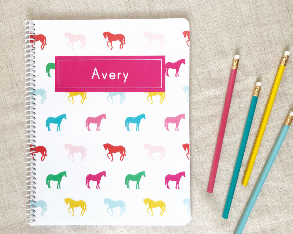 Rainbow Horse Personalized Spiral Notebook - Regular / Meredith Collie Paper