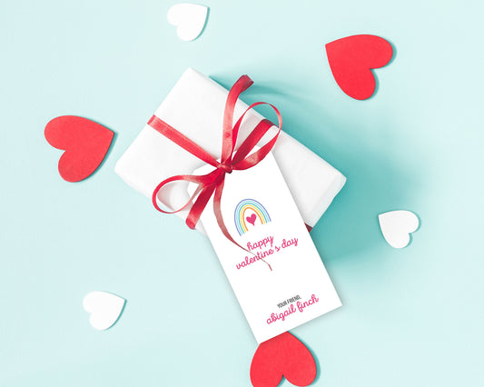Whimsical Rainbow Personalized Valentine's Day Gift Tags