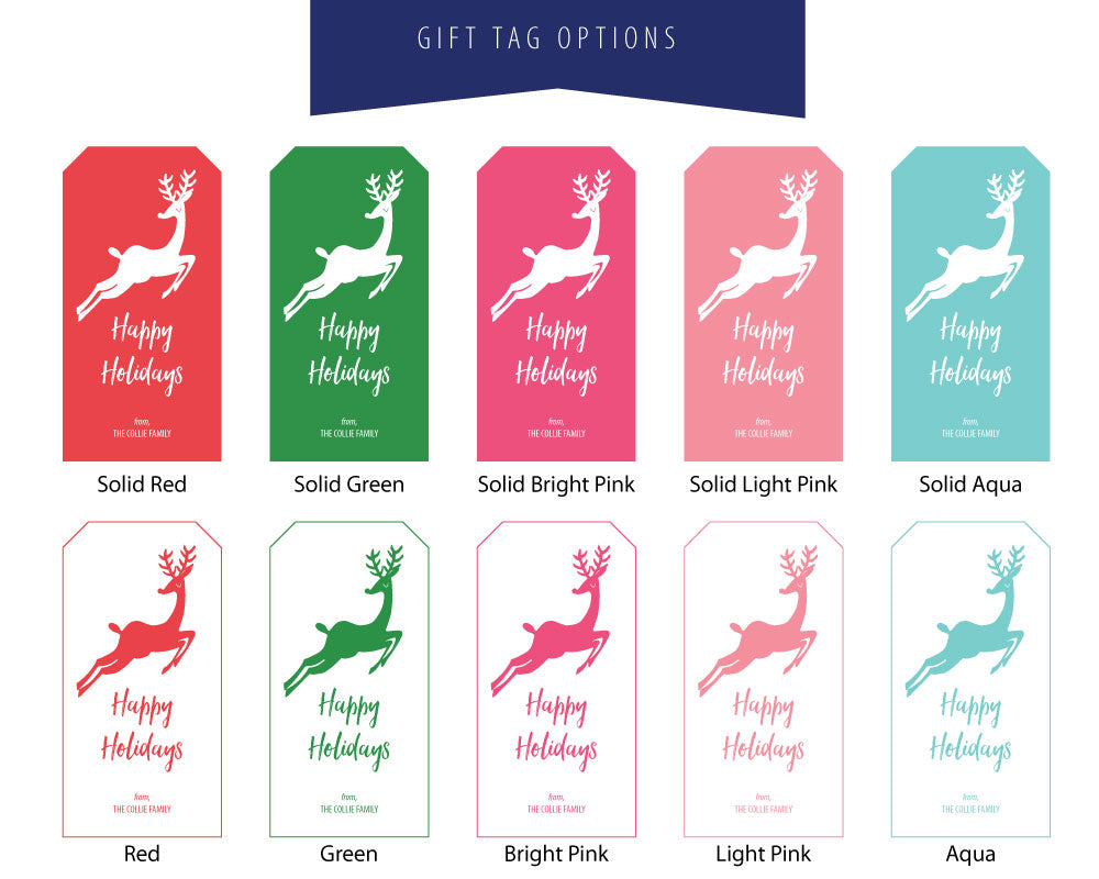 Merry Reindeer Gift Tag Color Options