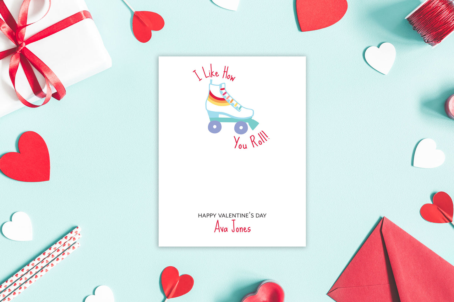 Rainbow Roller Skate Personalized Valentine's Day Stationery