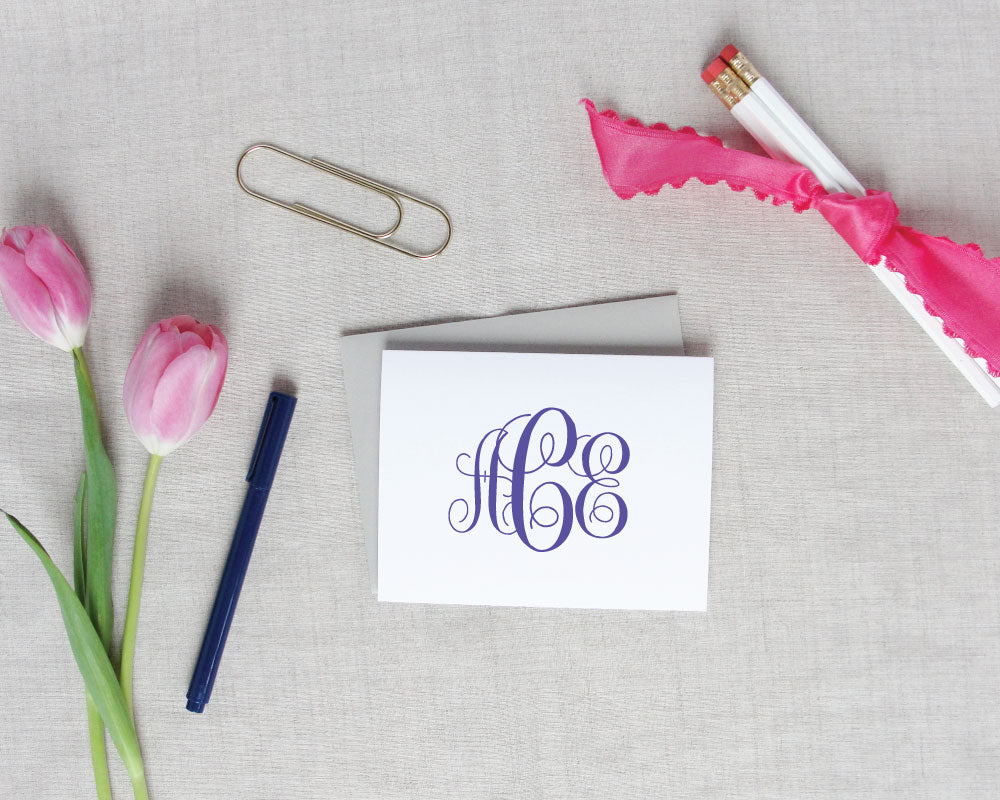 Script Monogram Folded Note Cards / Meredith Collie Paper