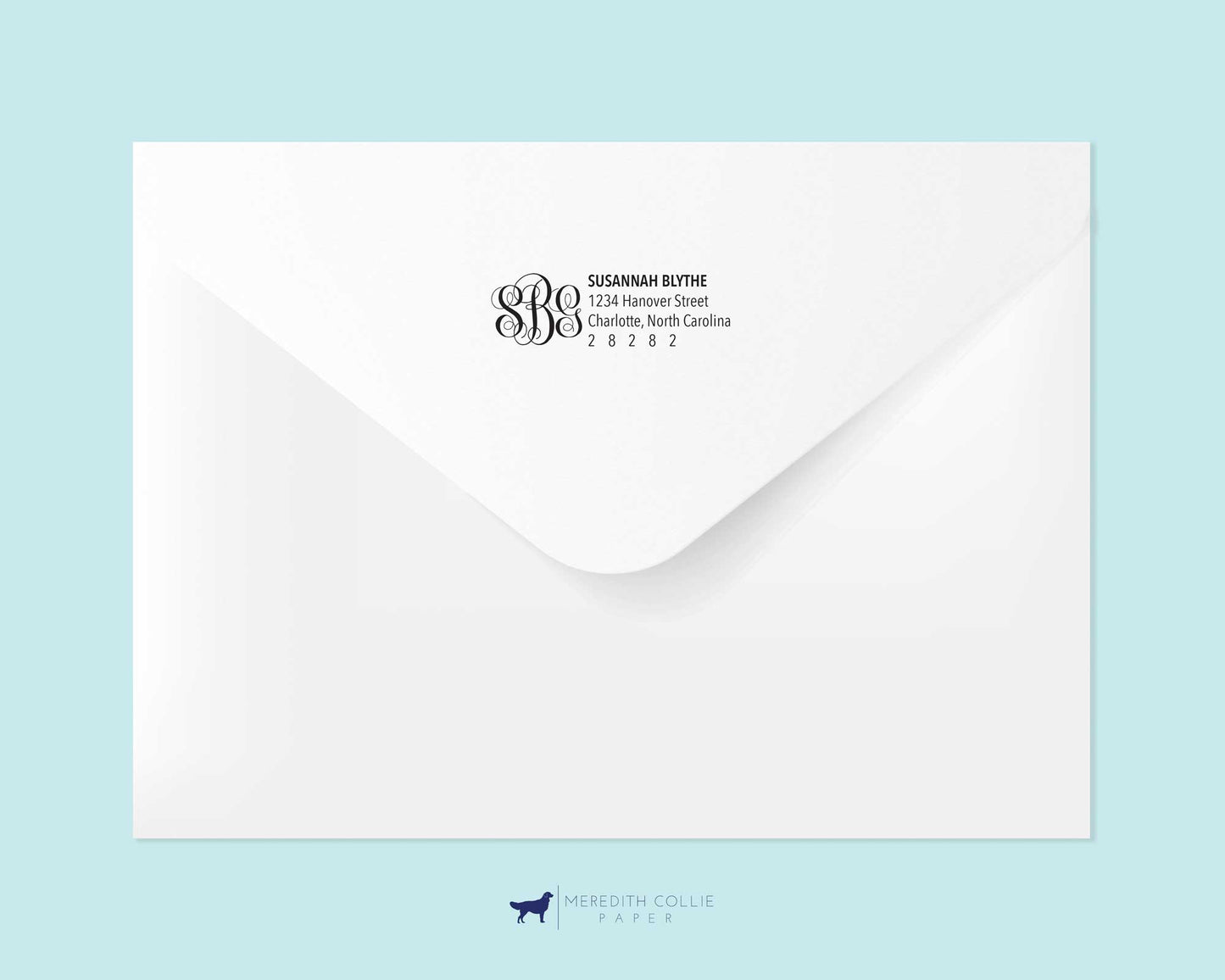 Script Monogram Return Address Stamp