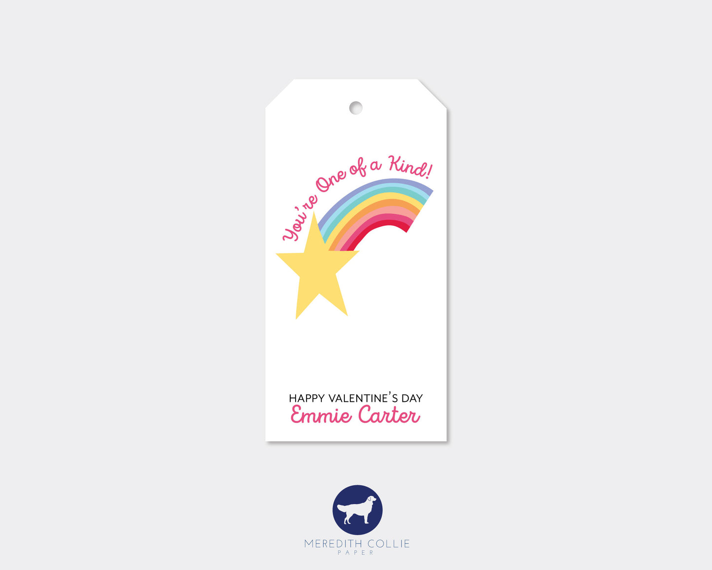 Rainbow Shooting Star Personalized Valentine's Day Gift Tags