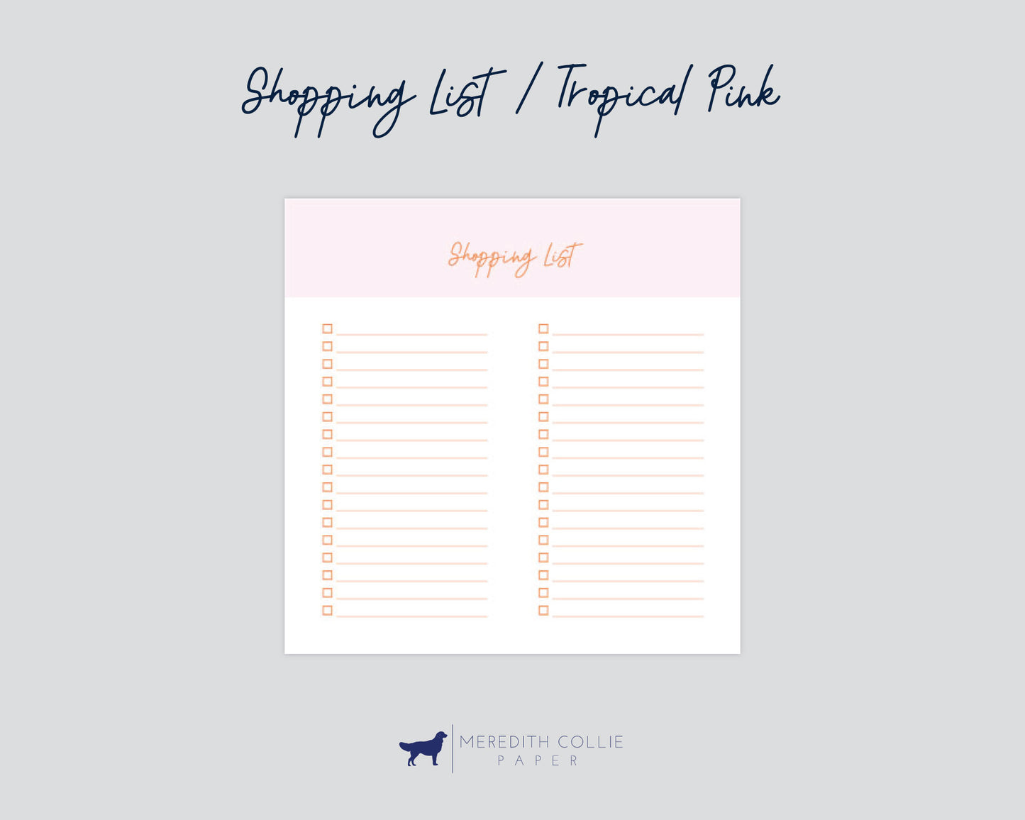 shopping list notepad mock up, tropical pink, Meredith Collie paper