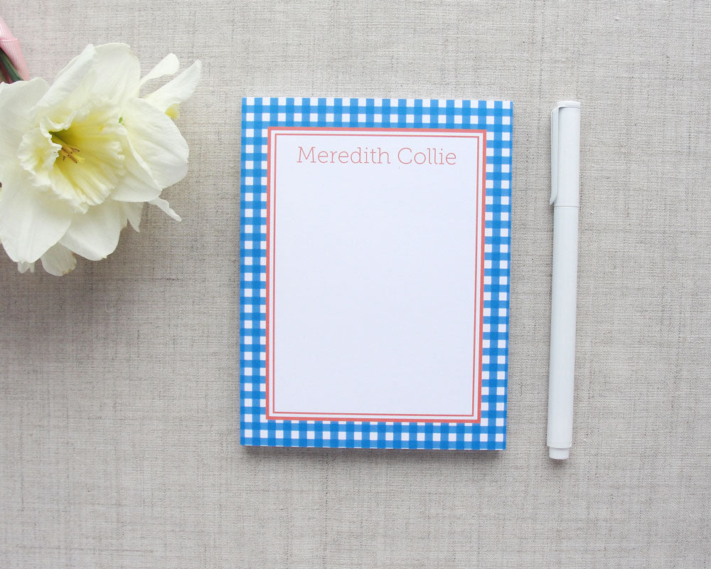 Gingham Personalized Notepad
