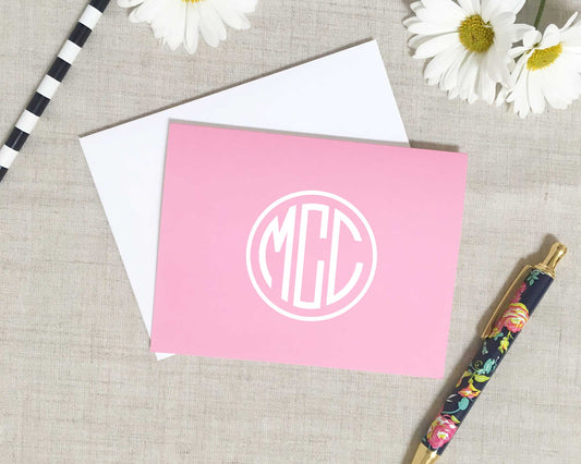 Solid Monogram Folded Note Cards