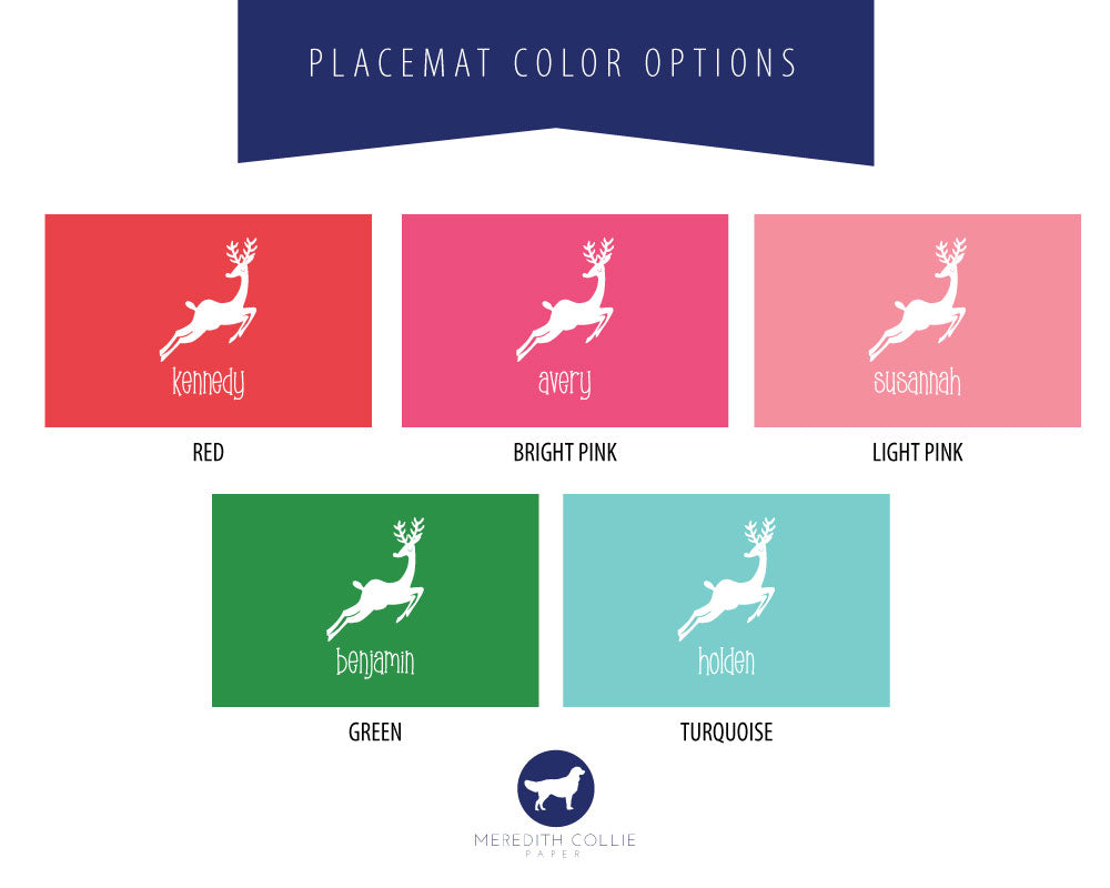 Reindeer Silhouette Holiday Placemat Color Options