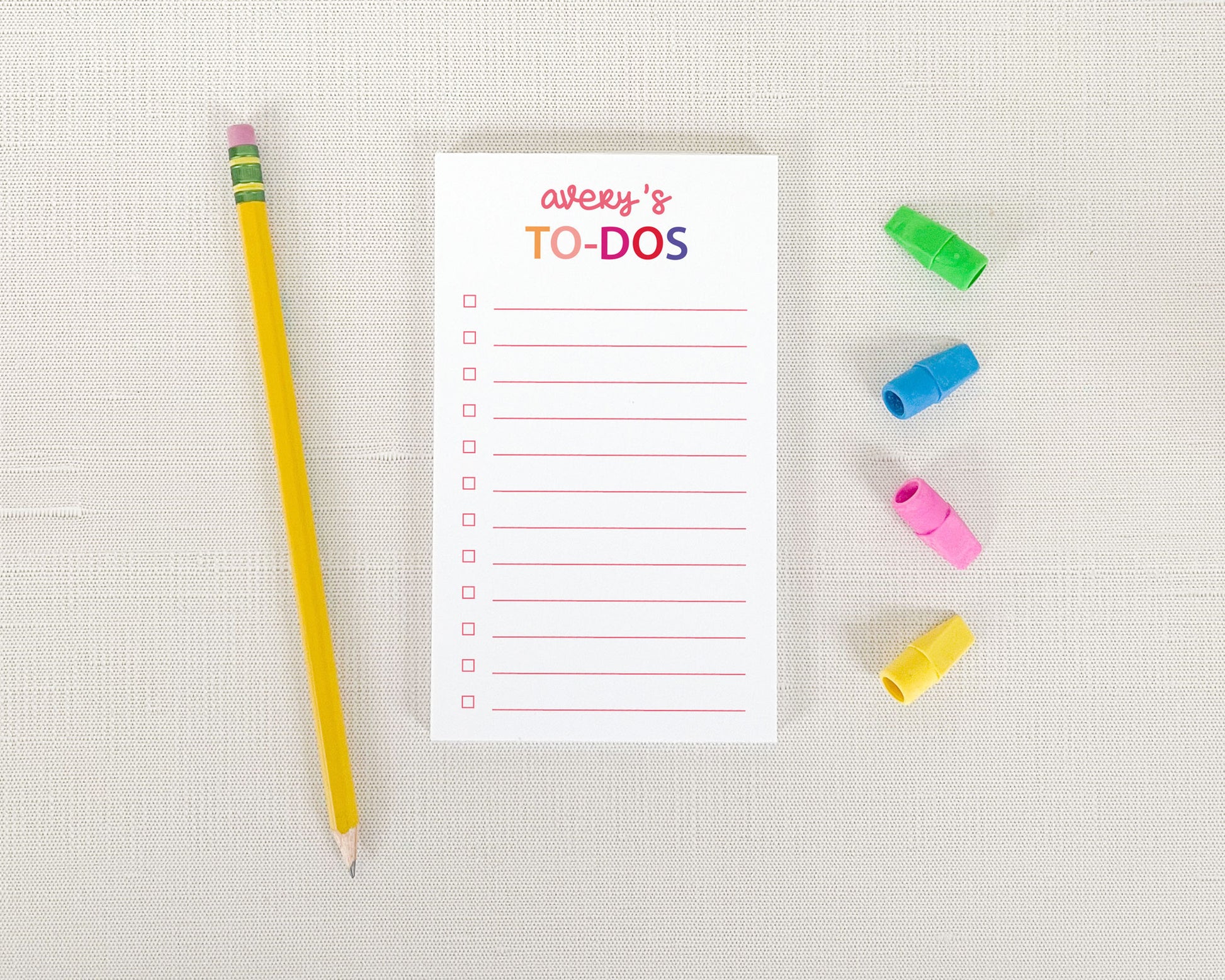 Personalized check list for kids, pink gradient, to do list notepad, Meredith collie paper, weekly daily to do list