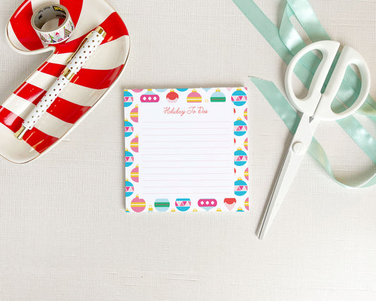 vintage ornaments, whimsical color, christmas to do list, holiday to do list notepad, meredith collie paper